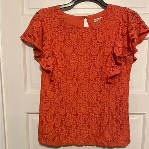 Merona Flutter Sleeve Coral Top Sz. Large